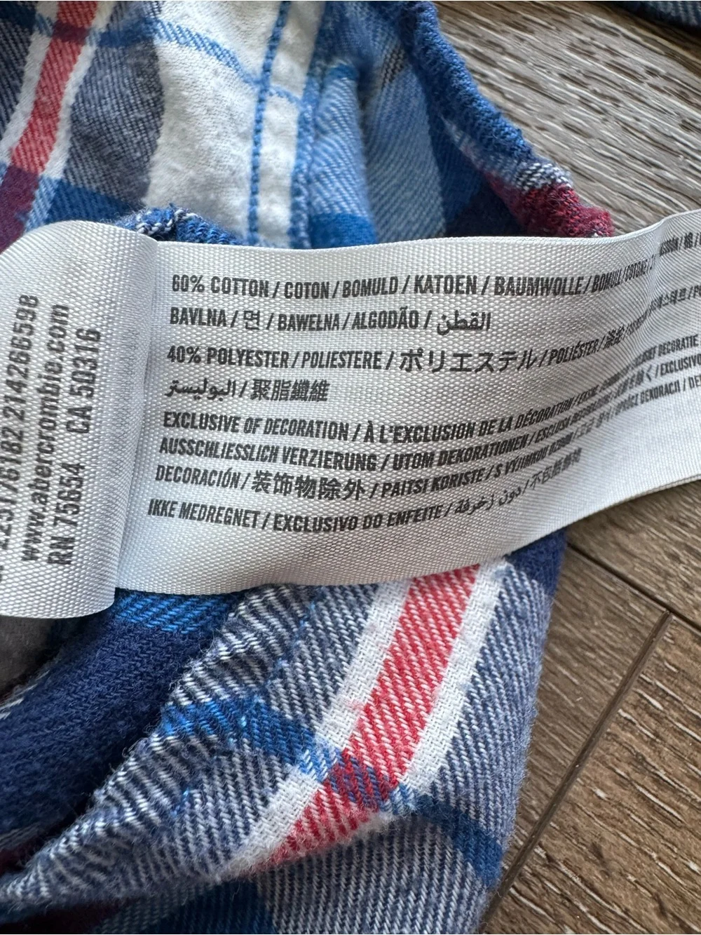 Abercrombie & Fitch Blue White Red Plaid Flannel Shirt Boys Size 7/8